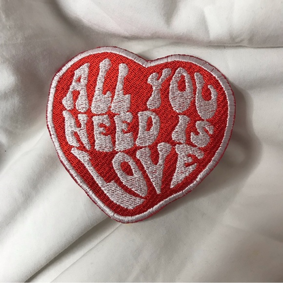 All you need is love iron on patch | red and white | 3.5 inches | Beatles - Picture 1 of 2